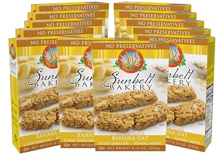 Sunbelt Bakery Banana Oat Chewy Granola Bars, 120-0.9 OZ Bars (12 Boxes)