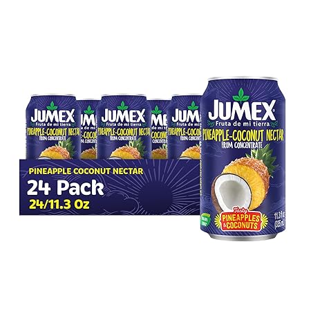 Jumex Pineapple Coconut Nectar - Made with Pineapple Juice & Coconut Cream - Tropical Fruit Juice Concentrate for Smoothie Mix, Cocktail Mixers, Kids Drinks & Beverages - 11.3oz, 24 Pack Canned Drinks