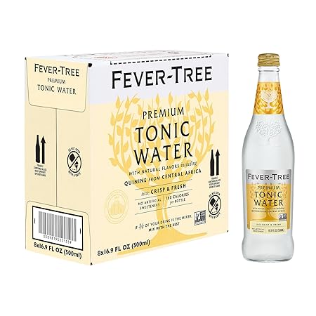 Fever Tree Indian Tonic Water - Premium Quality Mixer - Refreshing Beverage for Cocktails & Mocktails. Naturally Sourced Ingredients, No Artificial Sweeteners or Colors - 500 ML Bottles - Pack of 8