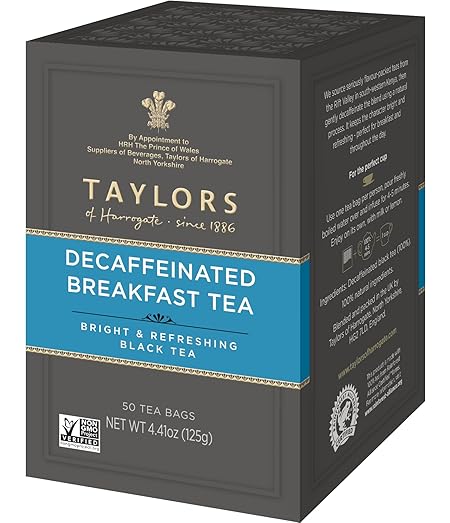 Taylors of Harrogate Decaffeinated Breakfast, 50 Teabags (Pack of 6)