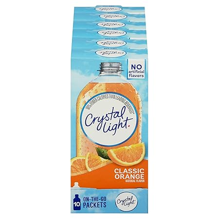 Crystal Light Classic Orange Naturally Flavored Powdered Drink Mix, 120 ct Pack, 12 Boxes of 10 On-the-Go-Packets