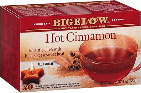 Bigelow Hot Cinnamon Black Tea Bags, 18 Count Box (Pack of 6) Caffeinated Black Tea, 108 Tea Bags Total