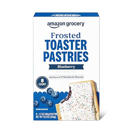 Amazon Grocery, Frosted Toaster Pastries, Blueberry, 13.5 Oz, 8 Ct (Previously Amazon Fresh, Packaging May Vary)