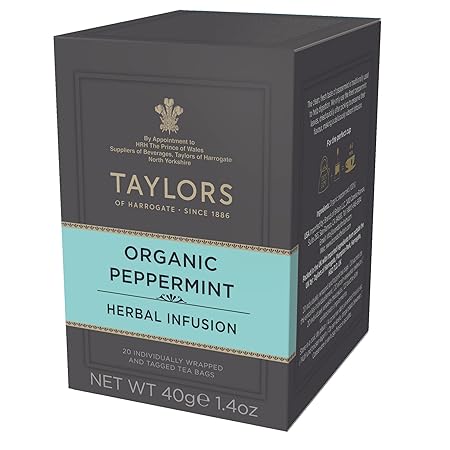 Taylors of Harrogate Organic Peppermint Herbal Tea, 20 Count (Pack of 6)