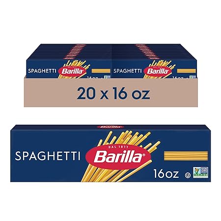 Barilla Spaghetti Pasta, 16 oz. Box (Pack of 20) - Non-GMO, Made with Durum Wheat Semolina - Kosher Certified