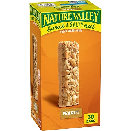Nature Valley Sweet & Salty Peanut Chewy Granola Bars Bulk 30 Count, 36 oz Box, No Artificial Flavors Colors or High Fructose Corn Syrup, Morning Snack Bars, Adventure Ready