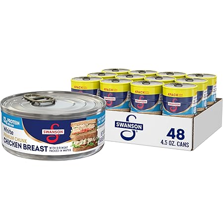 Swanson White Premium Chunk Chicken Breast with Rib Meat in Water, 4.5 oz. (Pack of 4) 48 qty.