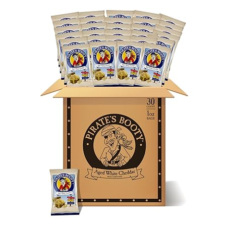 Pirate's Booty Aged White Cheddar Cheese Puffs, Gluten-Free, Kids Snacks, 1oz (30ct)