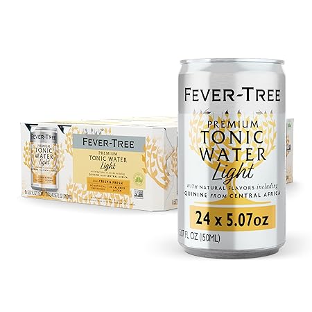 Fever-Tree Refreshingly Light Tonic Water - Premium Quality Mixer - Refreshing Beverage for Cocktails & Mocktails. Naturally Sourced Ingredients, No Artificial Sweeteners or Colors - 5.1 Fl Oz Cans - Pack of 24