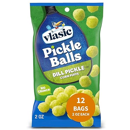 Vlasic Pickle Balls, Dill Pickle Flavored Corn Puffs, 2 oz. (Pack of 12)