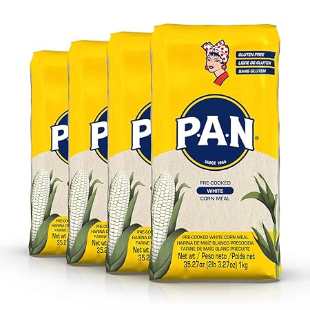 P.A.N. White Corn Meal – Pre-cooked Gluten Free and Kosher Flour for Arepas (2.2 lb/Pack of 5)