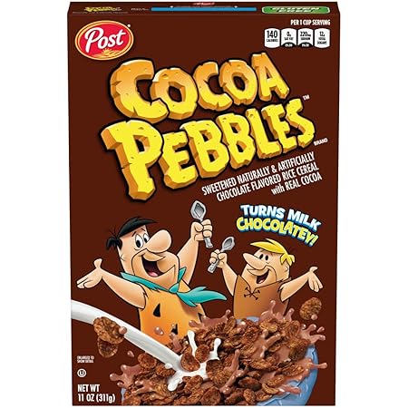 Cocoa PEBBLES Chocolate Breakfast Cereal, Gluten Free, Cocoa Flavored Crispy Rice Crunch,11 oz Box (Pack of 12)