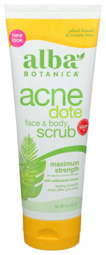 Alba Botanica 
Face & Body Scrub Acnedote, 8 OZ.