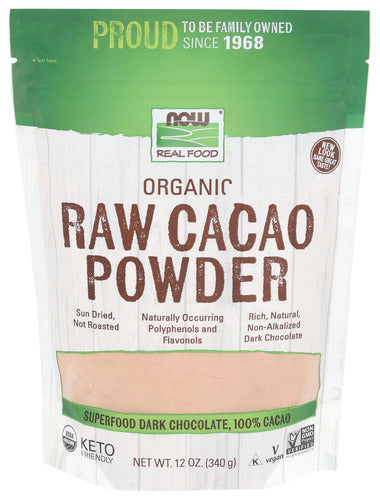 Now Cacao Powder Org, 12 OZ.