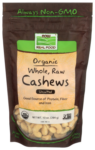 Now Cashews Org Raw Unsltd, 10 OZ.