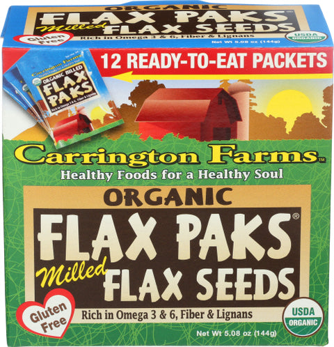 Carrington Farms 
Flax Milled 12Pkt Org, 5.08 OZ.
