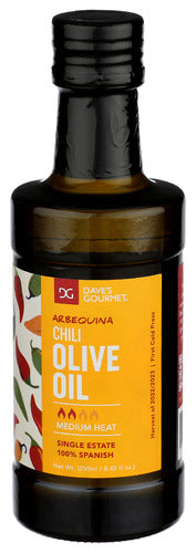 Daves Gourmet 
Oil Olive Chili Med Heat, 250 ML