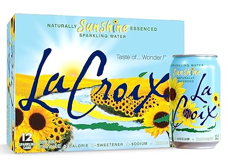 La Croix Sparkling Water, Sunshine, 12 Pack – Zero Sugar, Zero Calories, Zero Sodium – Taste of Wonder