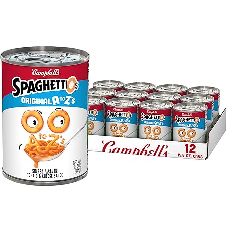 SpaghettiOs Original A to Z's Canned Pasta, Healthy Snack for Kids and Adults, 15.8 OZ Can (Pack of 12)
