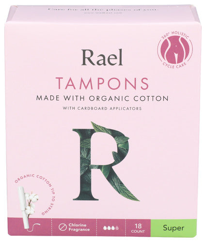 Rael Tampons Super Org Ctn, 18 PC.
