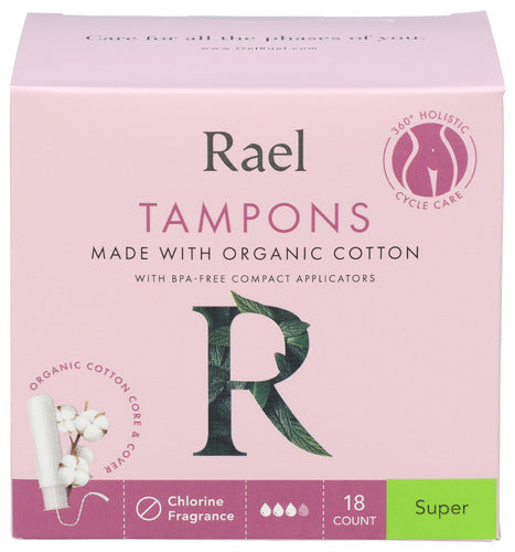 Rael Tampon Super Cotton Org, 18 EA.