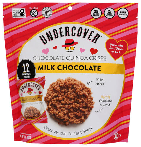 UNDERCOVER QUINOA CHOCOLATE VLENTINE POUCHS - 3 OZ