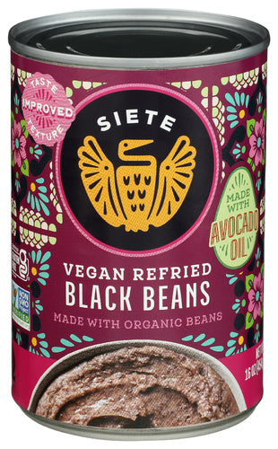 SIETE REFRIED BLACK BEANS - 16 OZ
