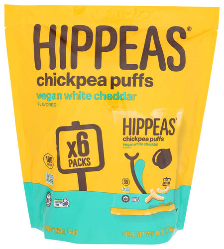 HIPPEAS PUFFS WHITE CHEDDAR 6PK - 0.8 OZ