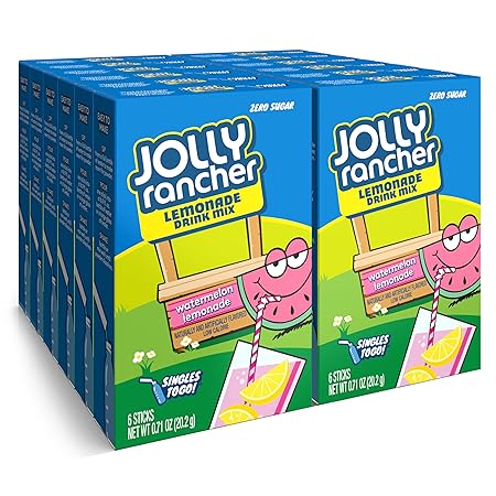 Jolly Rancher Rancher Singles To Go Water Drink Mix, Watermelon Lemonade, 12 Boxes With 6 Packets Each, 72 Total Servings