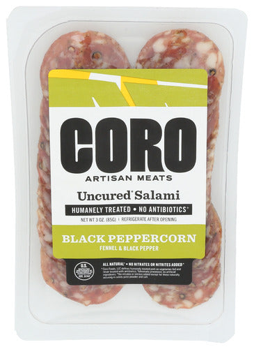 Coro Foods 
Salami Unc Blk Prcrn Slc, 3 OZ.
