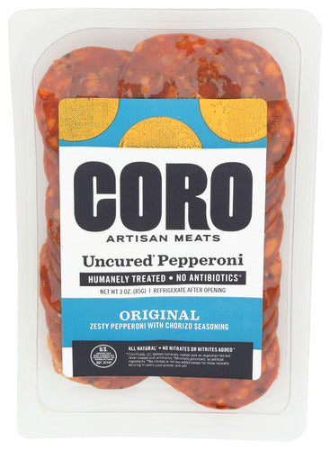 Coro Foods 
Pepperoni Uncured Sliced, 3 OZ.