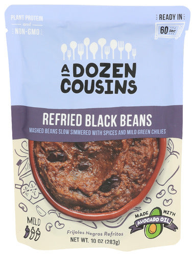 A Dozen Cousins 
Beans Black Refried Rte, 10 OZ.