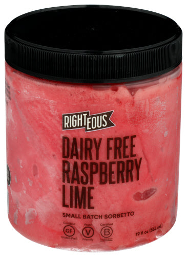 Righteous Gelato Sorbetto Df Raspbrry Lime, 16 OZ.