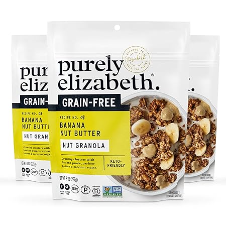 Purely Elizabeth, Banana Nut Butter, Keto Granola, Grain-Free (3 Ct, 8oz Bags)