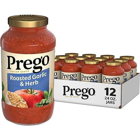Prego Pasta Sauce, Italian Tomato Sauce with Roasted Garlic & Herbs, 24 oz Jar (Case of 12)