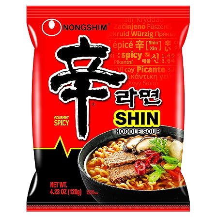 Nongshim Ramen Noodles, Gourmet Instant Ramen, Premium Microwavable Noodle Soup, Spicy Shin, Family Pack, 4.23 Ounce (Pack of 20)
