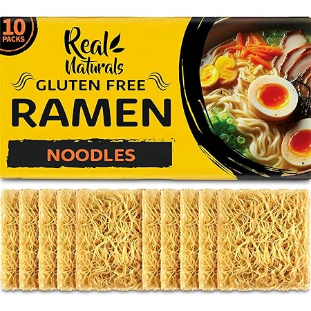 Gluten free ramen noodles (10 packs) gf gluten free noodles vegan healthy brown rice noodle. Low sodium ramen plain noodle no seasoning. Gluten-free pasta Japanese food yakisoba lo mein. Real Naturals