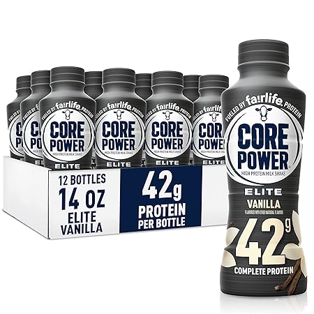 Core Power Elite High Protein Shake, Vanilla, 42g Bottle, 14oz, 12 Pack