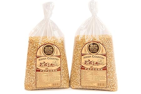 Amish Country Popcorn | 2-6 lb Bags | Baby White Popcorn Kernels | Old Fashioned, Non-GMO and Gluten Free (2-6lb Bags)