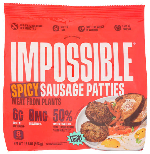 IMPOSSIBLE FOODS SAUSAGE PATTIES SPCY PLNT - 12.8 OZ