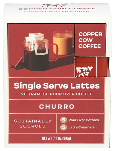Copper Cow Coffee 
Latte Kit Churro 5Pk, 7.4 OZ.