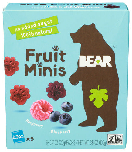 Bear Snacks 
Fruit Mini Raspbry Blubry, 3.5 OZ.
