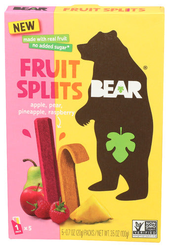 Bear Snacks 
Fruit Splits Rspbr Pnapl, 3.5 OZ.