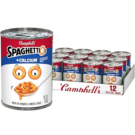 SpaghettiOs Original Canned Pasta Plus Calcium, 15.8 oz Can (Pack of 12)