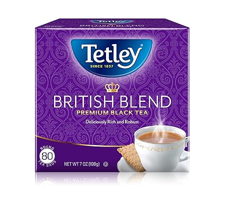 Tetley British Blend Premium Black Tea, Regular, 80 Teabags (Pack of 12)