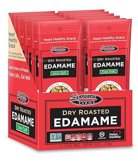 Seapoint Farms Dry Roasted Edamame, Sea Salt, Vegan, Gluten-Free, Kosher, and Non-GMO, Crunchy Snack for Healthy Snacking, 1.58 oz (Pack of 12)