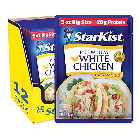 StarKist Premium White Chicken, 5 oz Pouch (Pack of 12)
