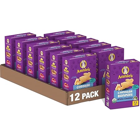 Annie's Organic White Cheddar Bunnies Baked Snack Crackers, 7.5 oz (Pack of 12)