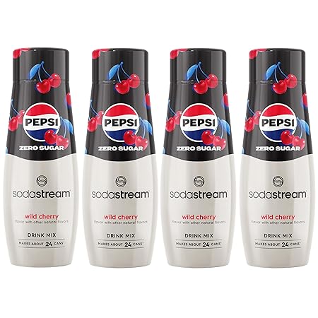 SodaStream Pepsi Wild Cherry Zero Sugar Drink Mix (440ml, Pack of 4)