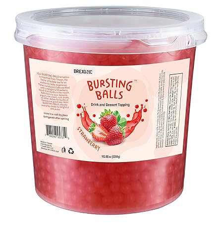Strawberry Boba Pearls, Strawberry Popping Boba Bursting Boba, Strawberry Bubble Tapioca Pearls For Bubble Tea (Strawberry, 7 LB 1 Pack)